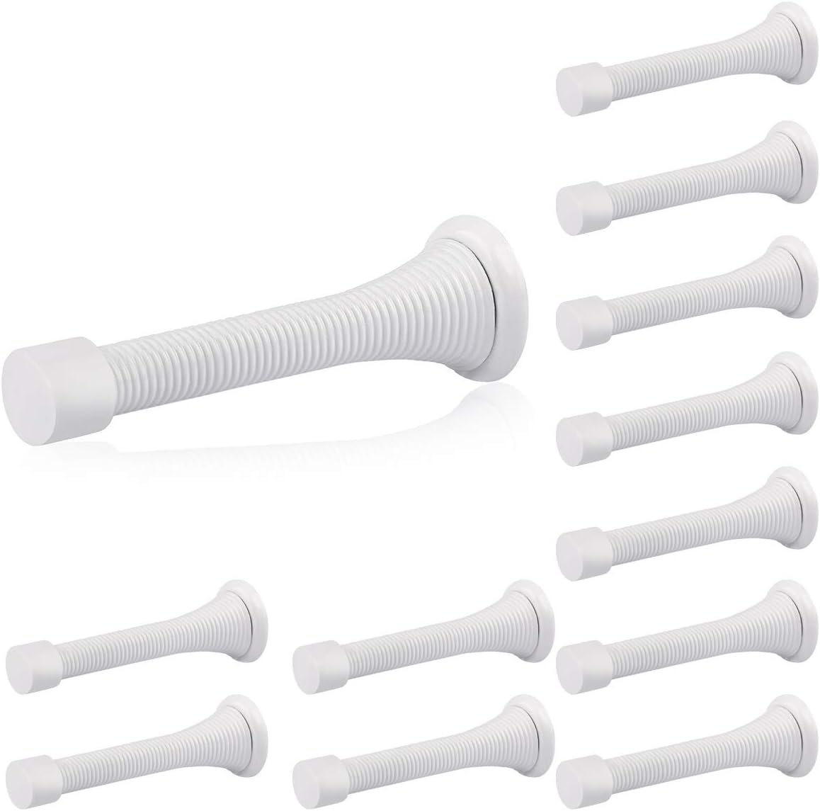 HOMOTEK 3-1/8" Heavy Duty Flexible Spring Door Stops - 12 Pack, White