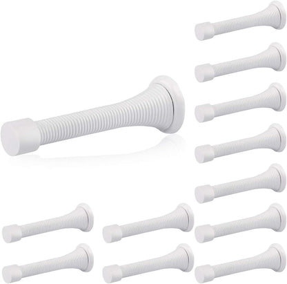 HOMOTEK 3-1/8" Heavy Duty Flexible Spring Door Stops - 12 Pack, White