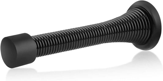 HOMOTEK 3-1/8" Heavy Duty Flexible Spring Door Stops - 1 Pack, Black