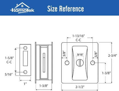 HOMOTEK Privacy Sliding Pocket Door Lock with Pull, 2-3/4 x 2-1/2 in, for 1-3/8 in Doors - 4 Pack, Oil Rubbed Bronze - Image 2