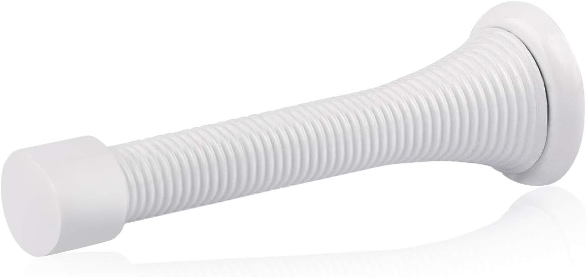 HOMOTEK 3-1/8" Heavy Duty Flexible Spring Door Stops - 30 Pack, White