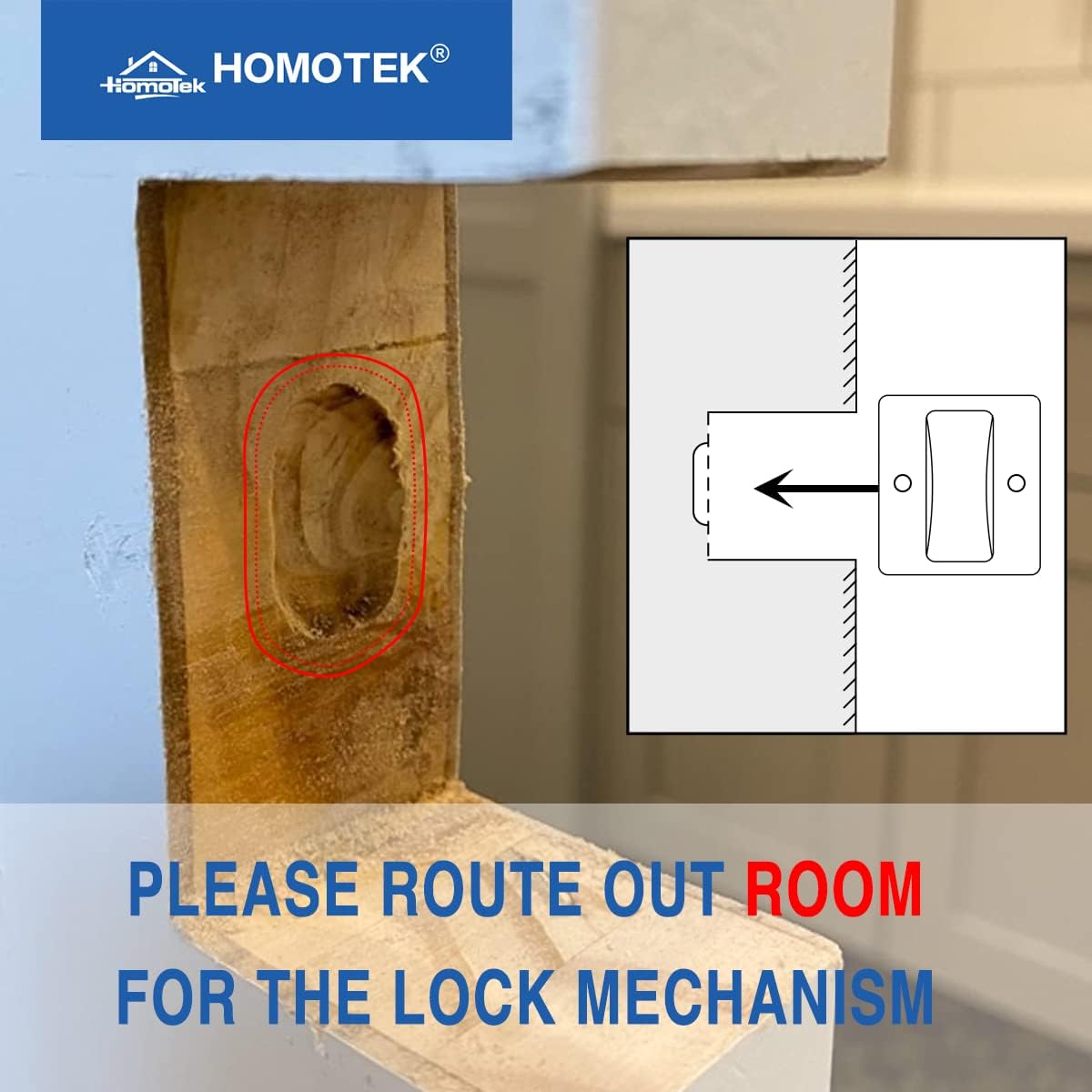 HOMOTEK Privacy Sliding Pocket Door Lock with Pull, 2-3/4 x 2-1/2 in, for 1-3/8 in Doors - 4 Pack, Oil Rubbed Bronze - Image 3