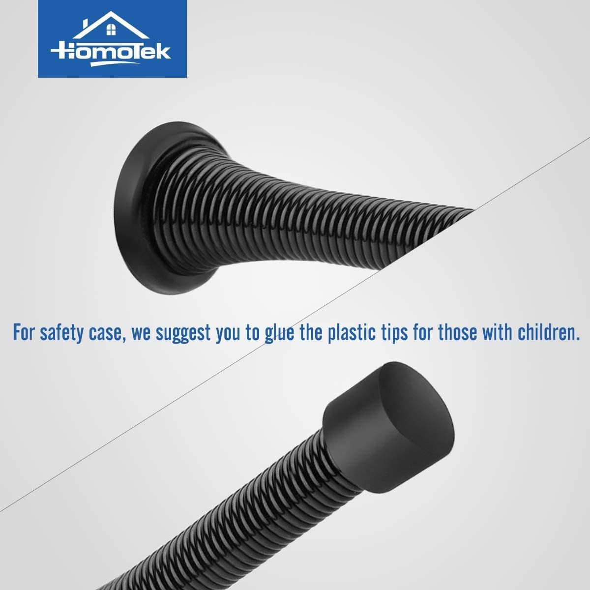 HOMOTEK 3-1/8" Heavy Duty Flexible Spring Door Stops - 1 Pack, Black, image 4