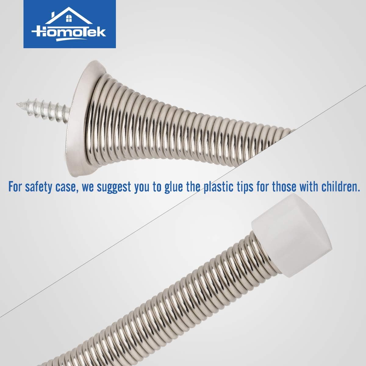 HOMOTEK 3-1/8" Heavy Duty Flexible Spring Door Stops - 12 Pack, Satin Nickel, image 5