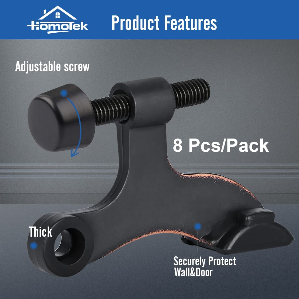 HOMOTEK hinge pin door stopper - 4 Pack - Oil Rubbed Bronze - image 2