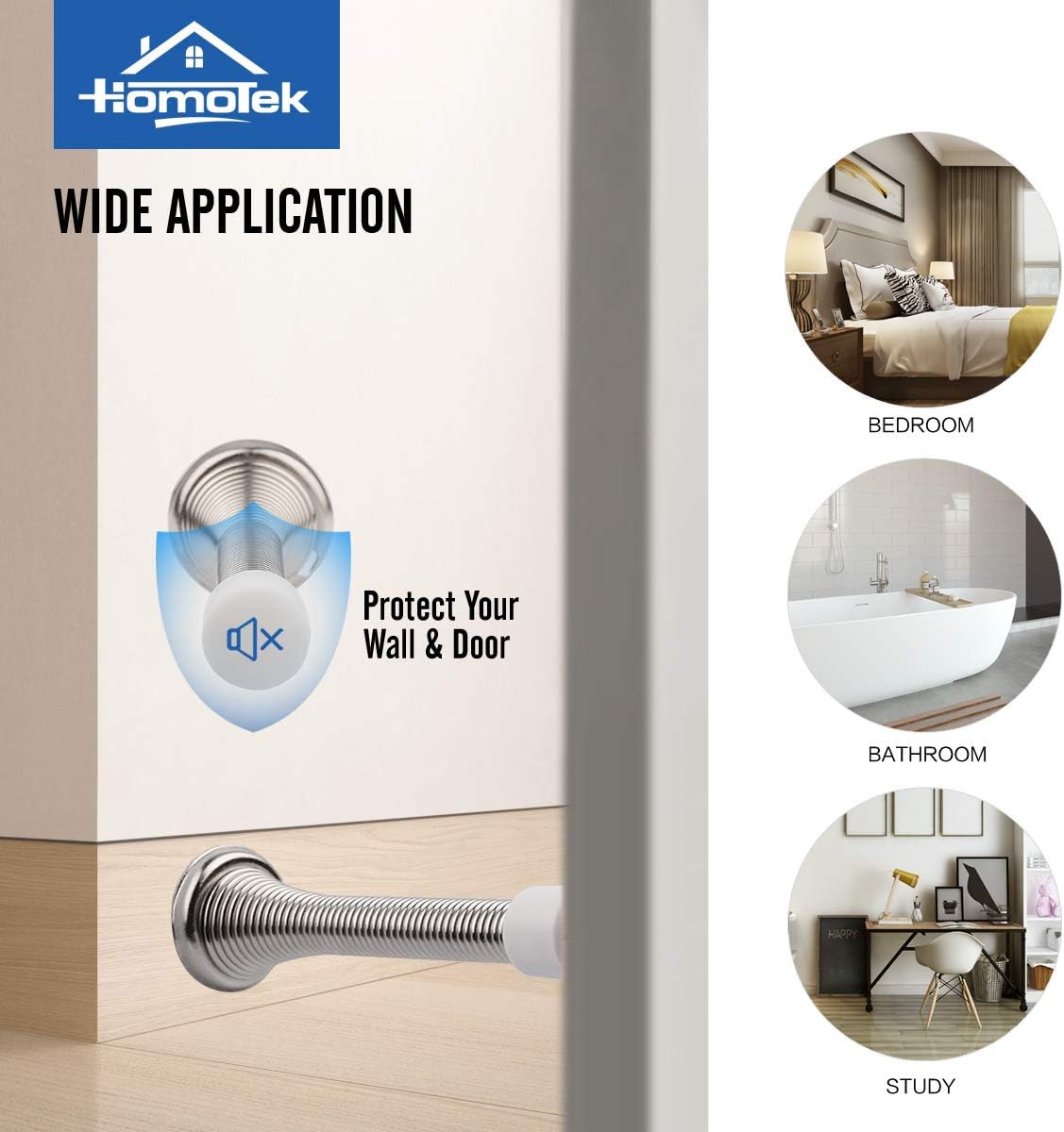 HOMOTEK 3-1/8" Heavy Duty Flexible Spring Door Stops - 30 Pack, Satin Nickel, image 3