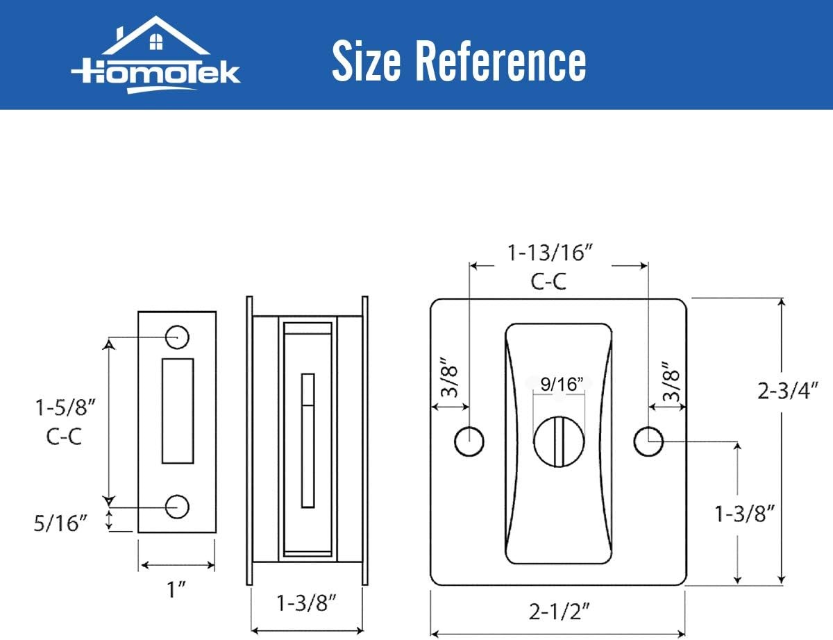 HOMOTEK Privacy Sliding Pocket Door Lock with Pull, 2-3/4 x 2-1/2 in, for 1-3/8 in Doors - 1 Pack, Oil Rubbed Bronze - Image 3
