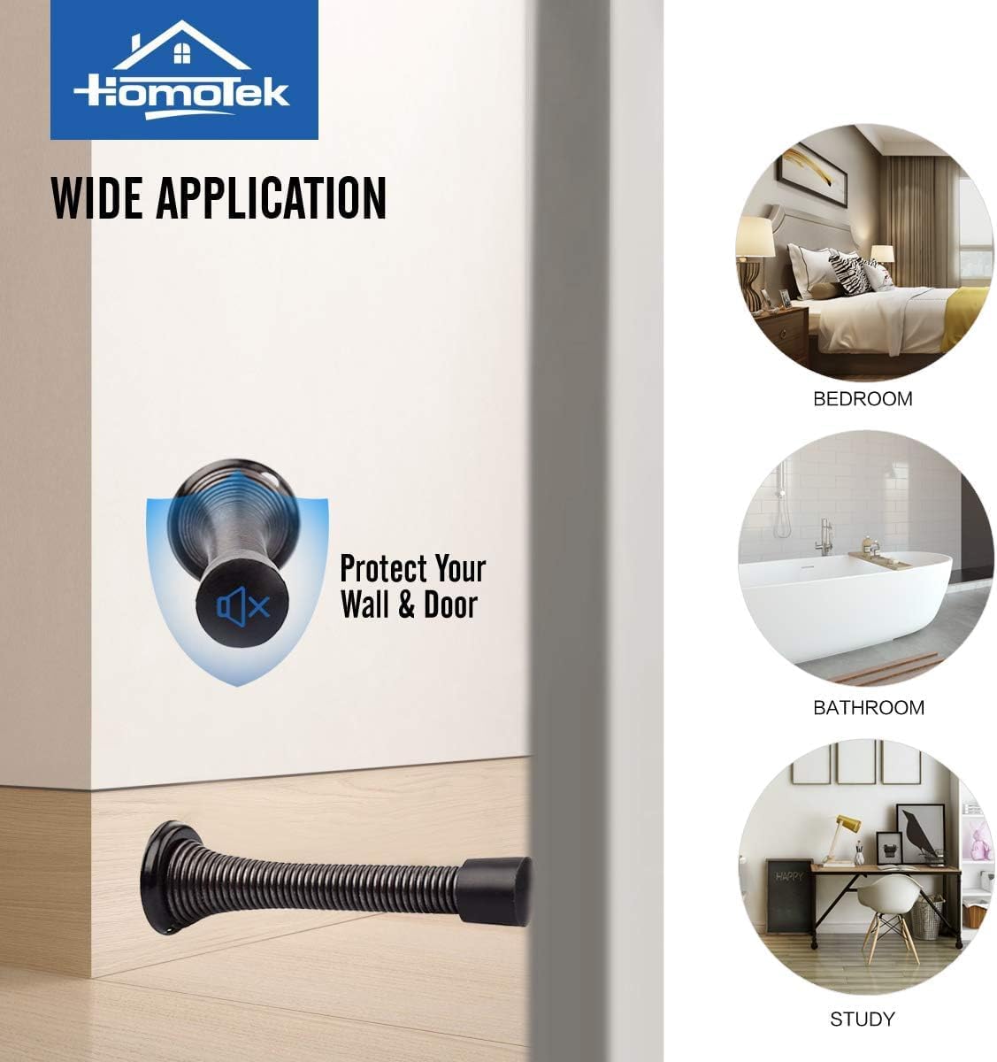 HOMOTEK 3-1/8" Heavy Duty Flexible Spring Door Stops - 1 Pack, Oil Rubbed Bronze, image 3