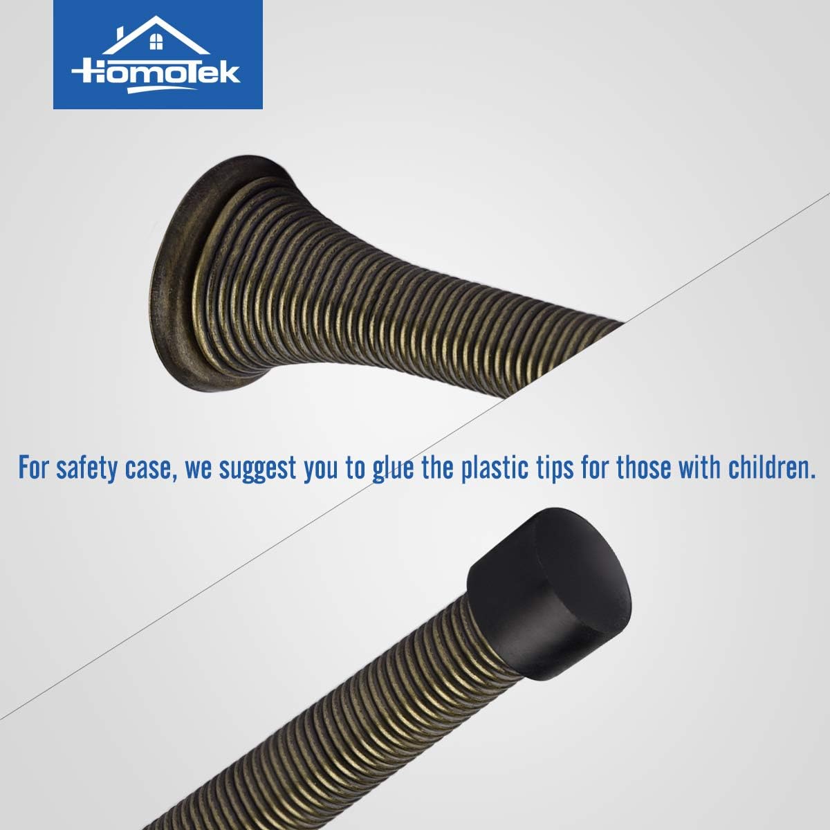 HOMOTEK 3-1/8" Heavy Duty Flexible Spring Door Stops - 12 Pack, Antique Brass, image 3