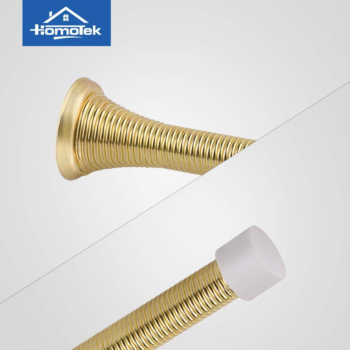 HOMOTEK 3-1/8" Heavy Duty Flexible Spring Door Stops - 30 Pack, Bright Brass, image 3