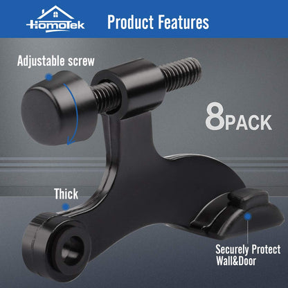 HOMOTEK hinge pin door stopper - 8 Pack - Black - image 2