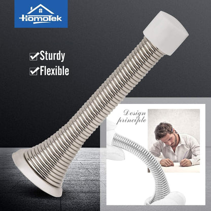 HOMOTEK 3-1/8" Heavy Duty Flexible Spring Door Stops - 12 Pack, Satin Nickel, image 2