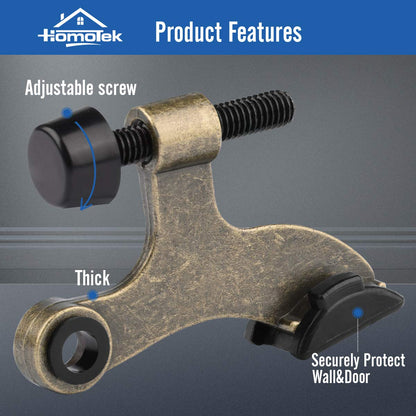 HOMOTEK hinge pin door stopper - 2 Pack - Antique Brass - image 2