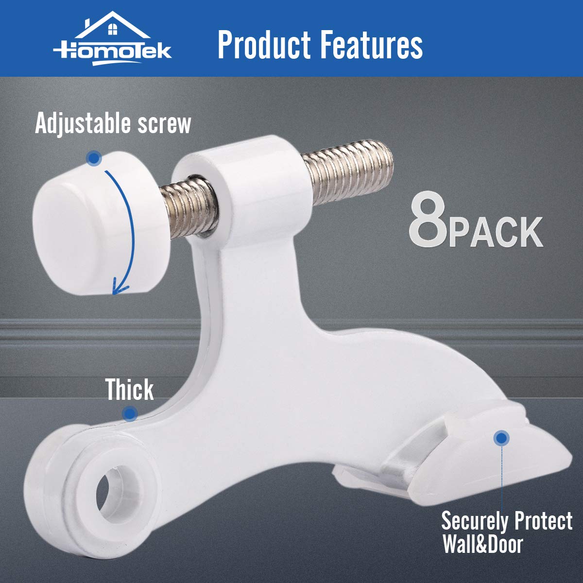 HOMOTEK hinge pin door stopper - 8 Pack - White - image 2