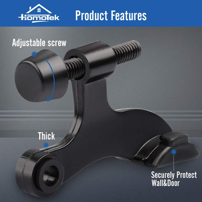 HOMOTEK hinge pin door stopper - 4 Pack - Black - image 2