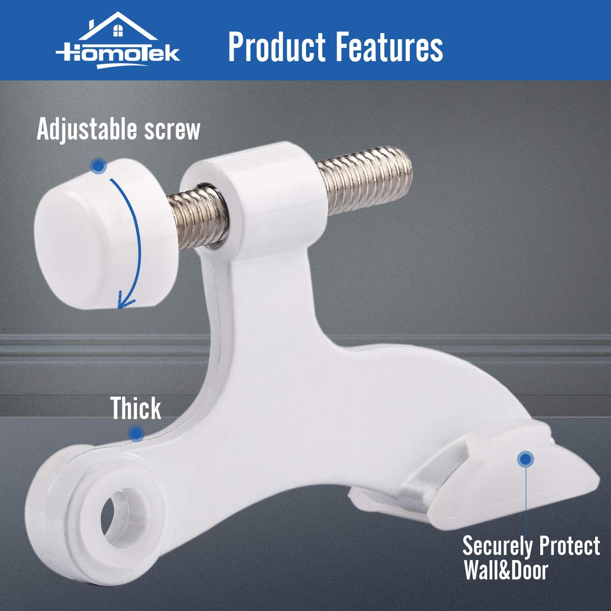 HOMOTEK hinge pin door stopper - 2 Pack - White - image 2