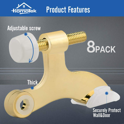 HOMOTEK hinge pin door stopper - 8 Pack - Bright Brass - image 2