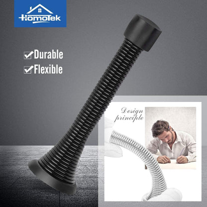 HOMOTEK 3-1/8" Heavy Duty Flexible Spring Door Stops - 1 Pack, Black, image 2